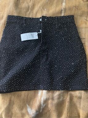 Diamond studded Black Mini Skirt - Classic